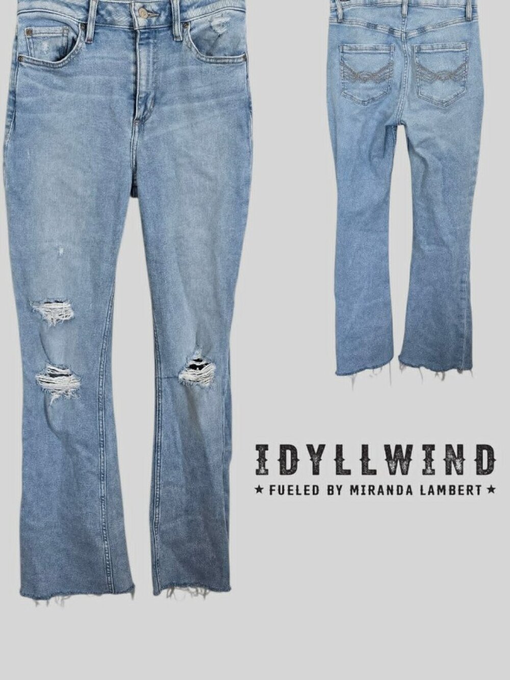 IDYLLWIND Flare Distressed High Waist Light Wash Casual Denim Jeans Womens 6